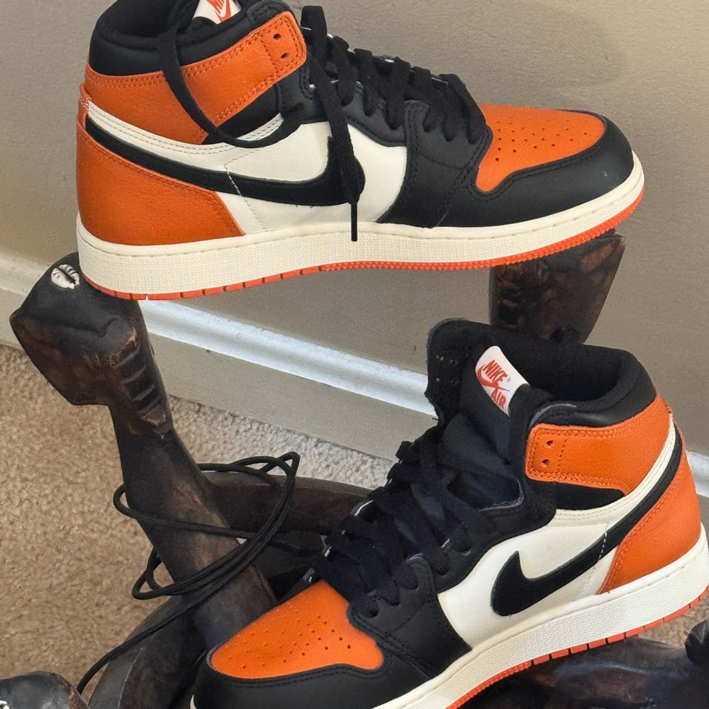 Nike Men’s High-Top Sneakers — Orange, Black & White